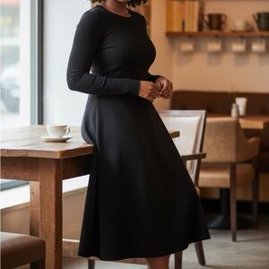 St. John Classic Black Long Sleeve Dress
